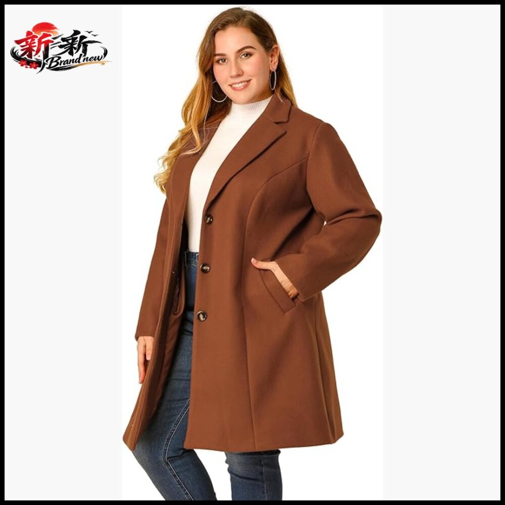 Polyester Long Winter Coat Single Breasted Notche… - image 1
